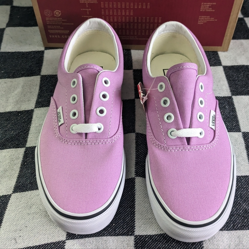 VANS Pink Women Size 6 Era Orchid Canvas White Sneakers Low Top New